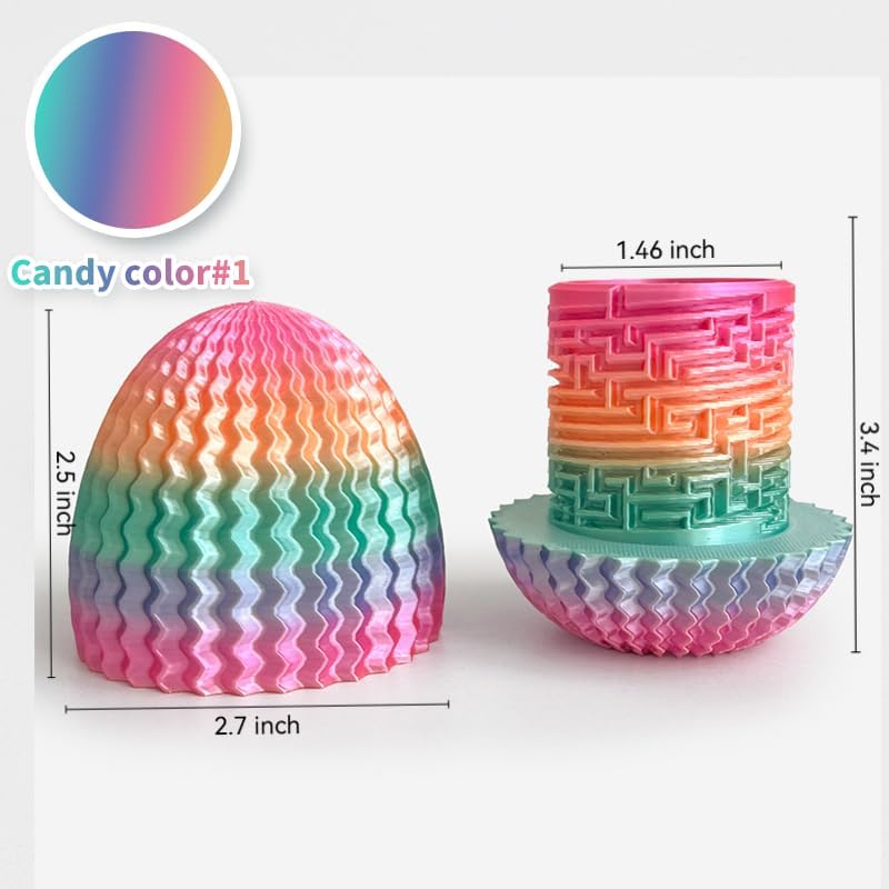 Wtohobby Mystery Egg Maze Puzzle Box - Reusable 3D Printed Brain Teaser with Hidden Compartment for Cash & Treasures, for Birthday, Christmas and Halloween for Kids & Adults (Rainbow Color) - Image 2